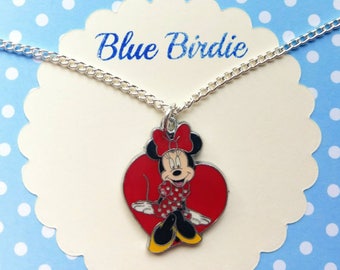 Minnie Mouse necklace Minnie Mouse jewelry Disney necklace Minnie Mouse jewellery Disney jewelry Minnie Mouse gifts enamel Minnie Mouse