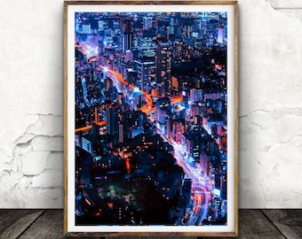 Night Time, City, Twinkle, Glow, Hustle Bustle Wall art