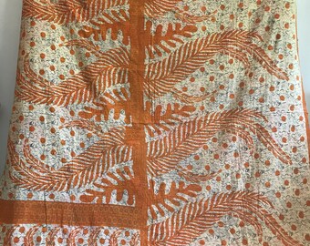 Vintage Kantha Throw, Handmade Kantha Quilt, Boho Bedding