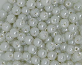 white glass beads, 8mm white glass beads, white glass beads 8mm, glass beads 8mm,