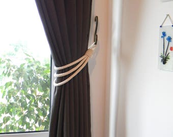 Cotton Curtain Tie Backs - Curtain tiebacks of three ropes - Shabby chic window treatment