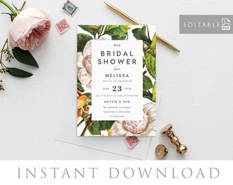Bridal Shower Invitation INSTANT DOWNLOAD, Bridal Shower Invite, Before I do, Bachelorette Printable, Hens Night Invitation - Flora
