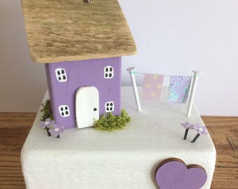 Handmade Miniature wooden cottage/house, collectable, gift, shabby, home, unique.