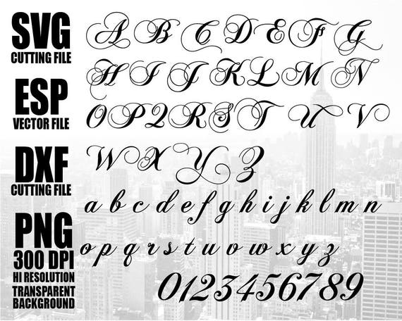 SVG Font Chopin Script Monogram Alphabets Cut Files Digital
