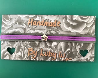 Purple suede flower choker