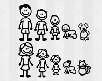 Stick Family SVG Bundle, Stick Family clipart, Family cut files, svg files for silhouette, files for cricut, svg, dxf, eps, cuttable design