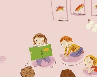 PREORDER - Heather Ross - Kindergarten in Pink - Kinder - (43480-1) - 1/2 Yard++