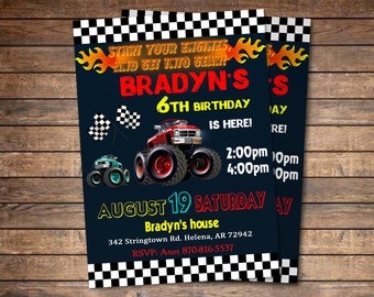 Monster Truck Invitation - Monster Truck Birthday Invitation - Truck Birthday Party Invitation - Instant Download - Editable File