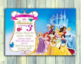 Disney Princess Invitation, Princess Birthday Invitation, Disney Princess Party, Princess Invitation, Disney Princess, Princess Birthday.