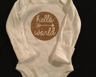 Hello World Onesie, Hello World Outfit, Baby Outfit, Hospital Outfit, Baby Boy Clothes, Baby Girl Clothes, Newborn Clothes, Baby Shower Gift