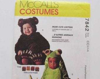 Frog or Bear, One Piece Toddler Halloween Costumes McCall's 7842- Uncut