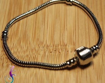 Set of 2 European snake silver plated rhodium pandora style bracelets