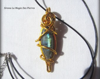 Blue Gold labradorite pendant