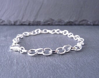 Bracelet 1 mesh oval 6 x 7 mm and clasp - Silver (BR0104)