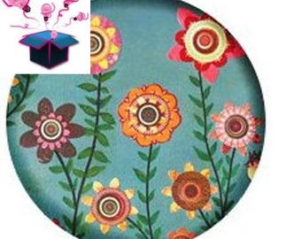 1 glass domed flowers 14 mm cabochon