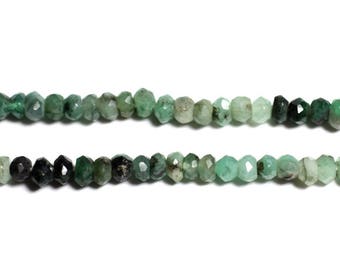 10pc - stone beads - Rondelle faceted 3x2mm nuanced Emerald - 4558550090287