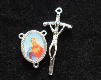 Cross and Virgin Mary Rosary connector kit