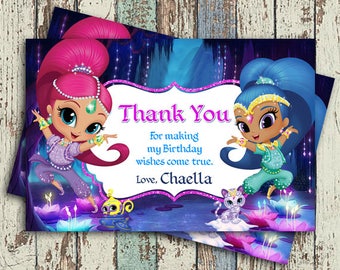 Shimmer and Shine Thank You Card, Shimmer and Shine Invitation, Shimmer and Shine Birthday, Shimmer and Shine Digital