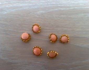 Lot De 6 Boutons Anciens Ronds Gris - 4 Trous Plat - Matière Plastique - Pour Vêtements Ou Artisanat