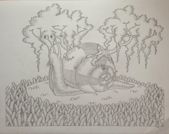 The snail (surreal drawing)