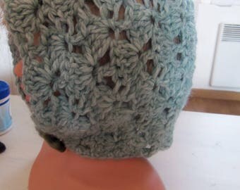 Crush wool pastel green color with button