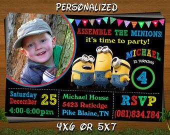 Minion Invitation, Minion Party, Minion Birthday Invitation, Minion Birthday Party, Boy Girl Minion Invitation