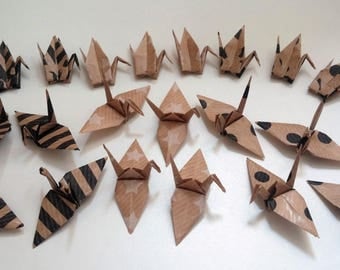 Set of origami cranes: Triple Kraft Collection