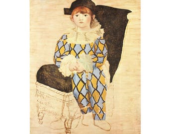 Pablo Picasso - Pual en arlequin Lithograph print 16W x 12 H