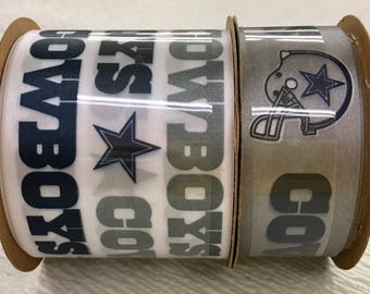 FREE SHIPPING- 2 Piece Ribbon Set - Dallas Cowboys - NFL Licensed Offray Ribbon