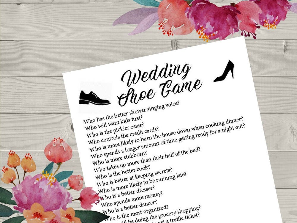 Wedding Shoe Printable Game Wedding Shoe Game Questions
