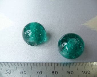 Set of 2 vintage turquoise glass beads