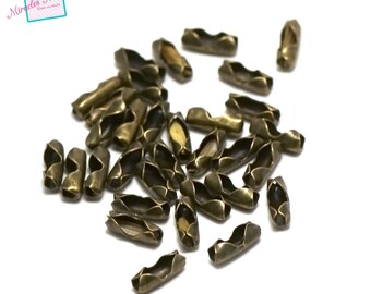 100 clasps/end caps for 2mm bronze ball chain