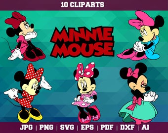 Minnie Mouse Clipart – 10(Svg, Eps, Png, Jpg Files) – Minnie Decoration – Minnie Printable – Minnie SVG – Minnie Party – Instant Download
