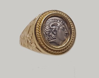 Alexander The Great Gold Ring Ancient Greek Coin Ring 14K