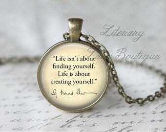 George Bernard Shaw, 'Life Is About Creating Yourself', Quote Necklace or Keyring, Keychain.