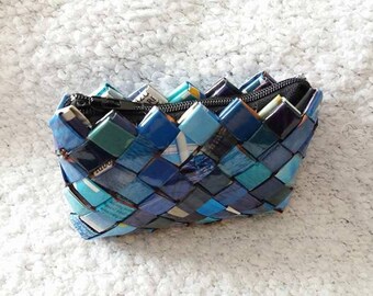Wallet blue recycled paper (paper bag blue candy)