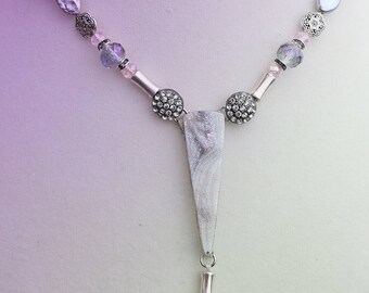 Natural Aurora drusy beaded lariat necklace