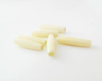 6 x 24mm beige tube (l356) Pearl