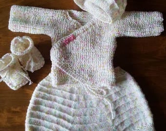 Whole jacket, harem pants, booties and hat size newborn to 1 month