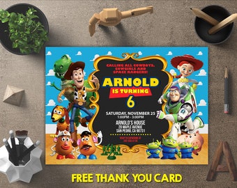 Toy Story Birthday Invitation, Toy Story Invitation, Toy Story Invites, Toy Story Printables, Toy Story Party, FREE 4x6 Thank You Card