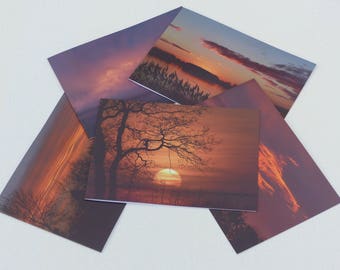 A5 greetings cards - set of 5 Norfolk Sunsets - blank inside - laminated heavyweight photo card