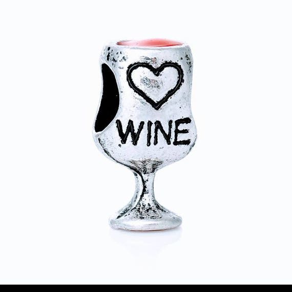 Pandora charm silver wine glass bead for pandora charm