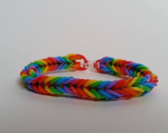 Fishtail Rainbow Loom Bracelet for Adult or Teen. Colors are