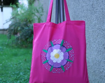 Tote bag unique, peint à la main, sac coton, sac cabas, sac shopping, sac de toile, sac de plage, sac à main, fleurs
