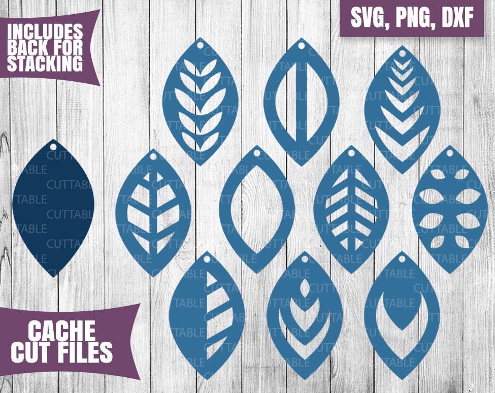Download Leaf earring SVG cut files, Drop leaf stack earring cut ...