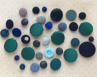Ocean of Blue Vintage Buttons - 34 Qty