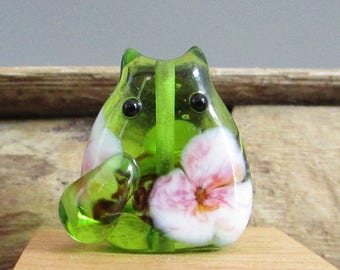Handmade Cat Bead Floral Lampwork Focal - Melina FatCat