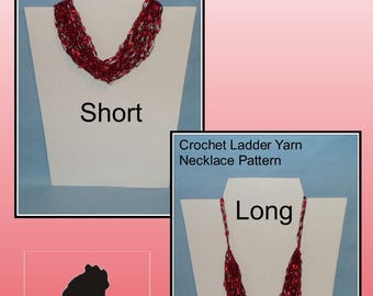 Pattern Crochet Ladder Yarn Necklace, crochet necklace pattern, crochet necklace, ladder yarn