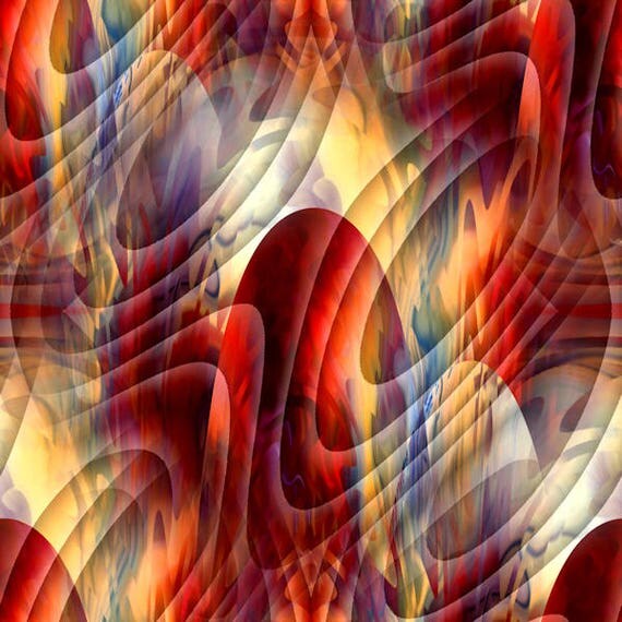 Artist Gorgeous Apparel Knit Fabric Fiber Art Mixed Media Swirls Waves Colorful