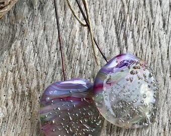 LARGE ORGANIC PETAL Headpins - Handmade Lampwork Glass Headpins - 2 Headpins - Earring Pair - #1